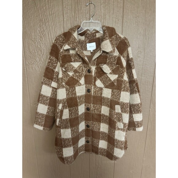 Greylin Anthroplogie Oversized Shacket Plaid Fall Soft Warm Lined Size Small - Picture 2 of 7